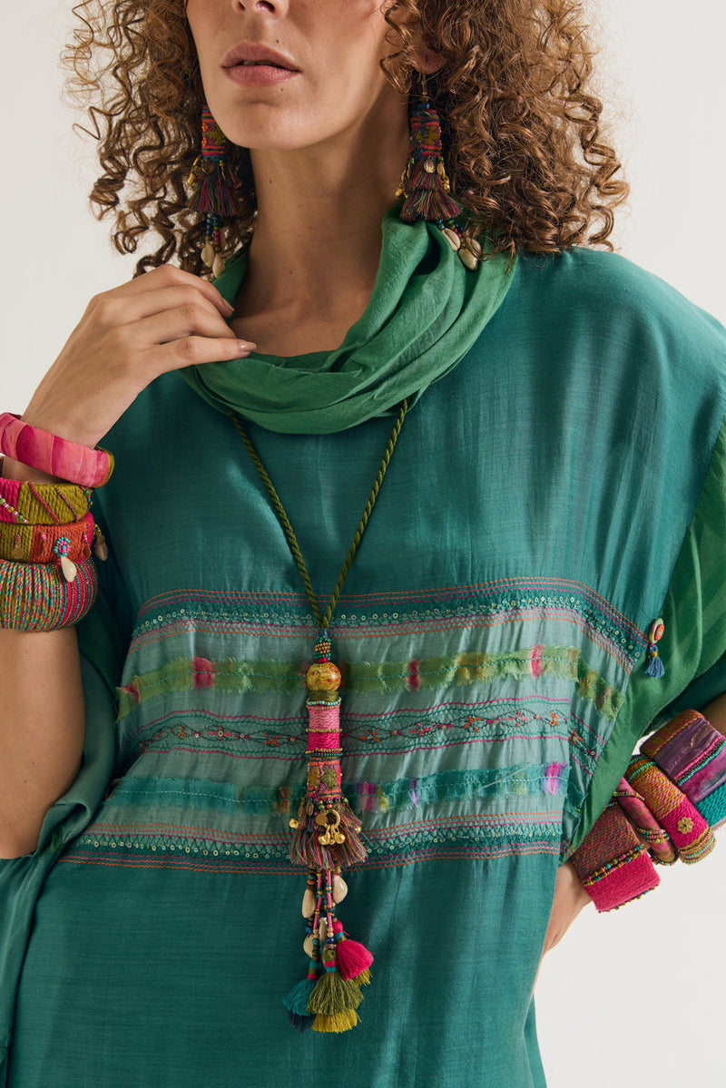 Plumaria Co Ord Set cotton silk co-ord set by Capisvirleo in teal for women in Singapore