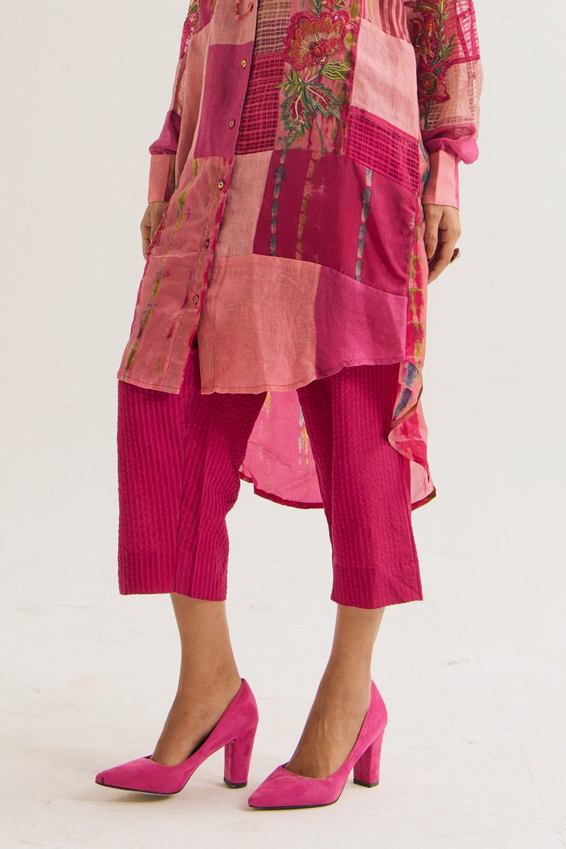 Shrub Rose Set jute,linen,silk,handloom cotton co-ord set by Capisvirleo in pink for women in Singapore