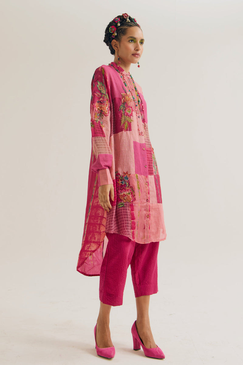Shrub Rose Set jute,linen,silk,handloom cotton co-ord set by Capisvirleo in pink for women in Singapore