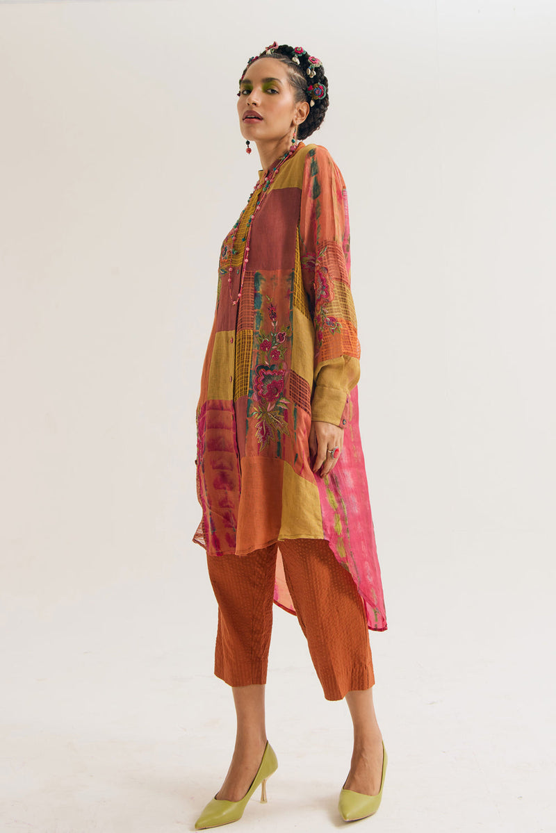 Shrub Rose Set jute,linen,silk,handloom cotton co-ord set by Capisvirleo in pink for women in Singapore