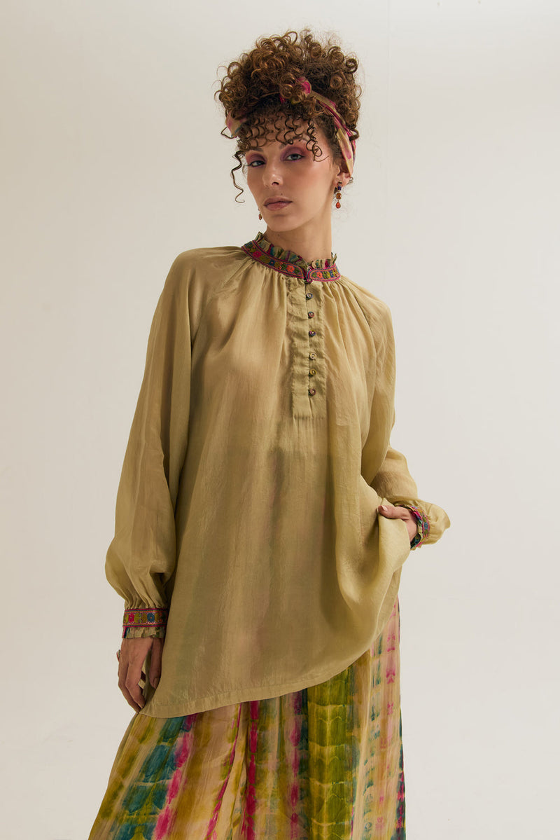 Elaa Bauhini Set habutai silk co-ord set by Capisvirleo in off white for women in Singapore