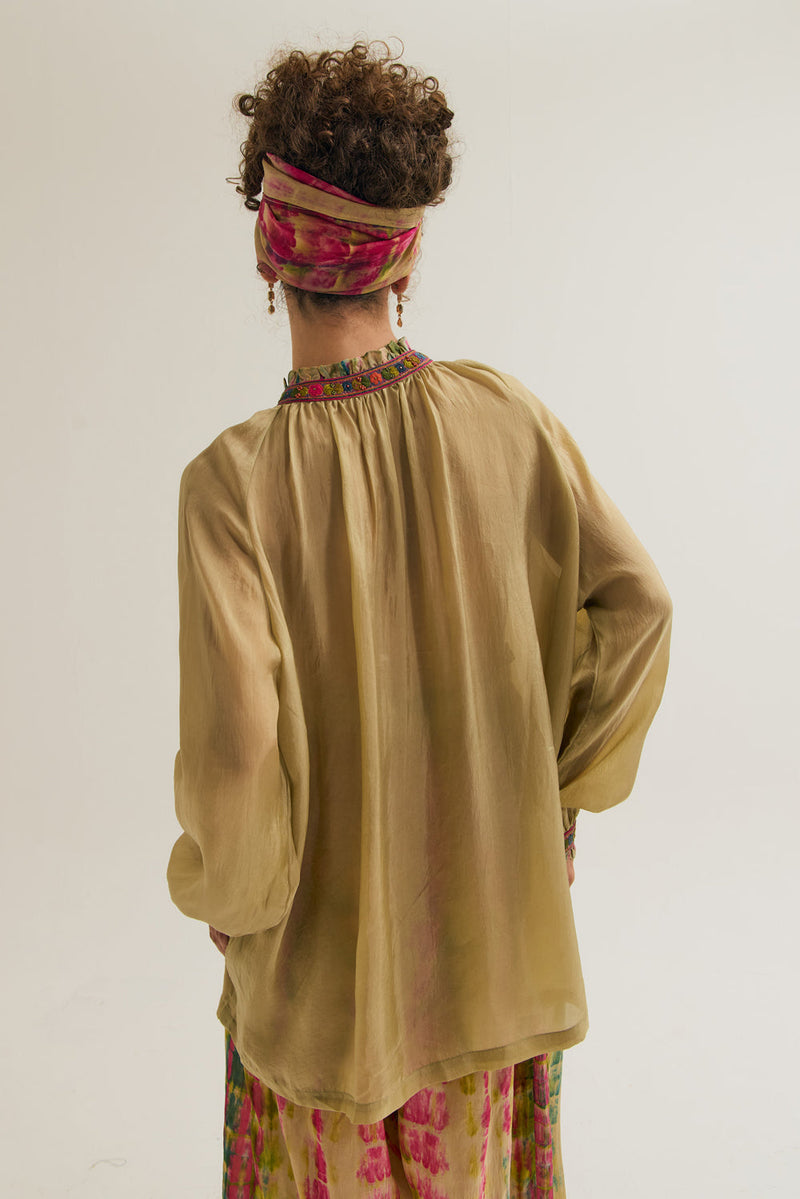 Elaa Bauhini Set habutai silk co-ord set by Capisvirleo in off white for women in Singapore