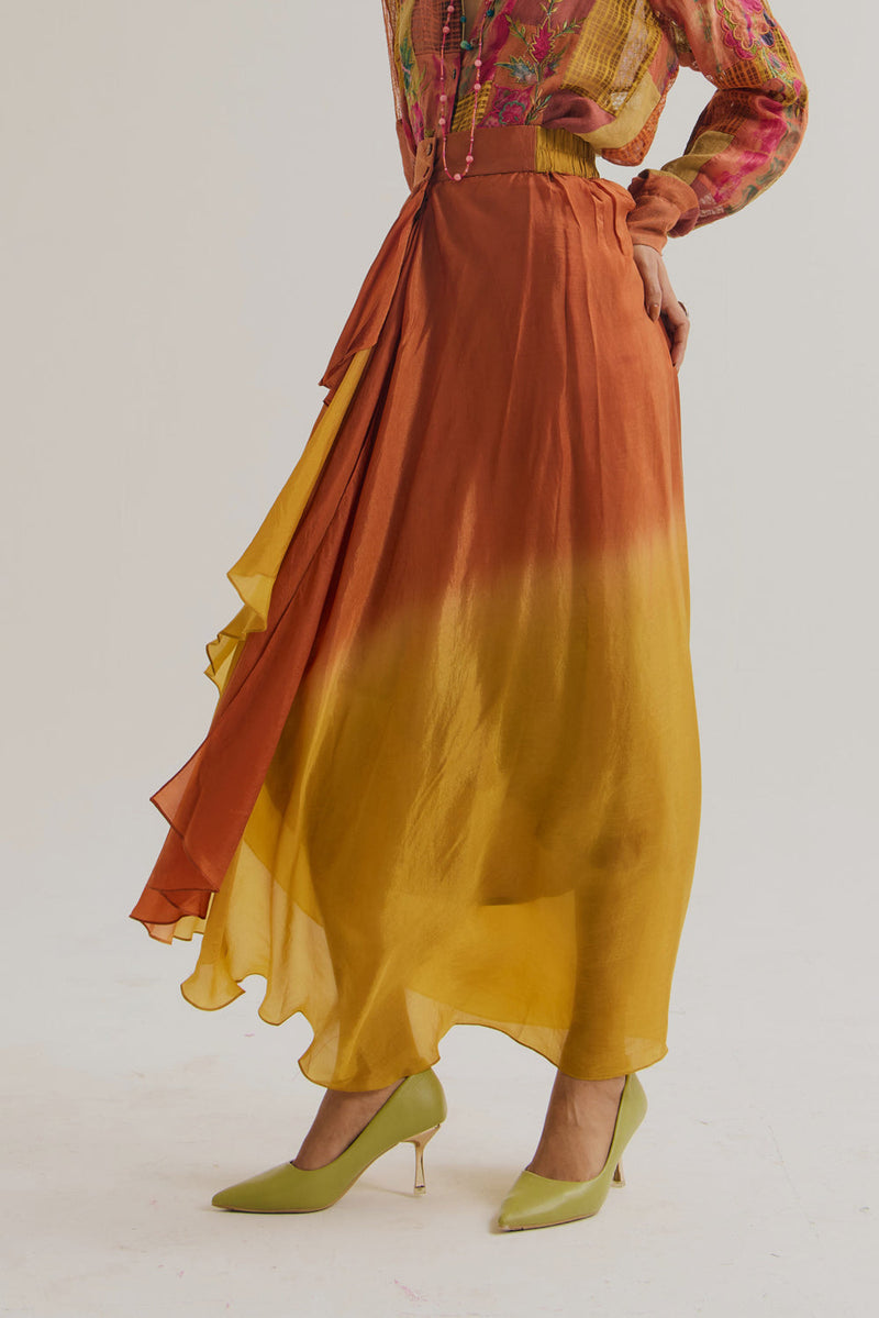 Vinca Skirt habutai silk skirt by Capisvirleo in green for women in Singapore