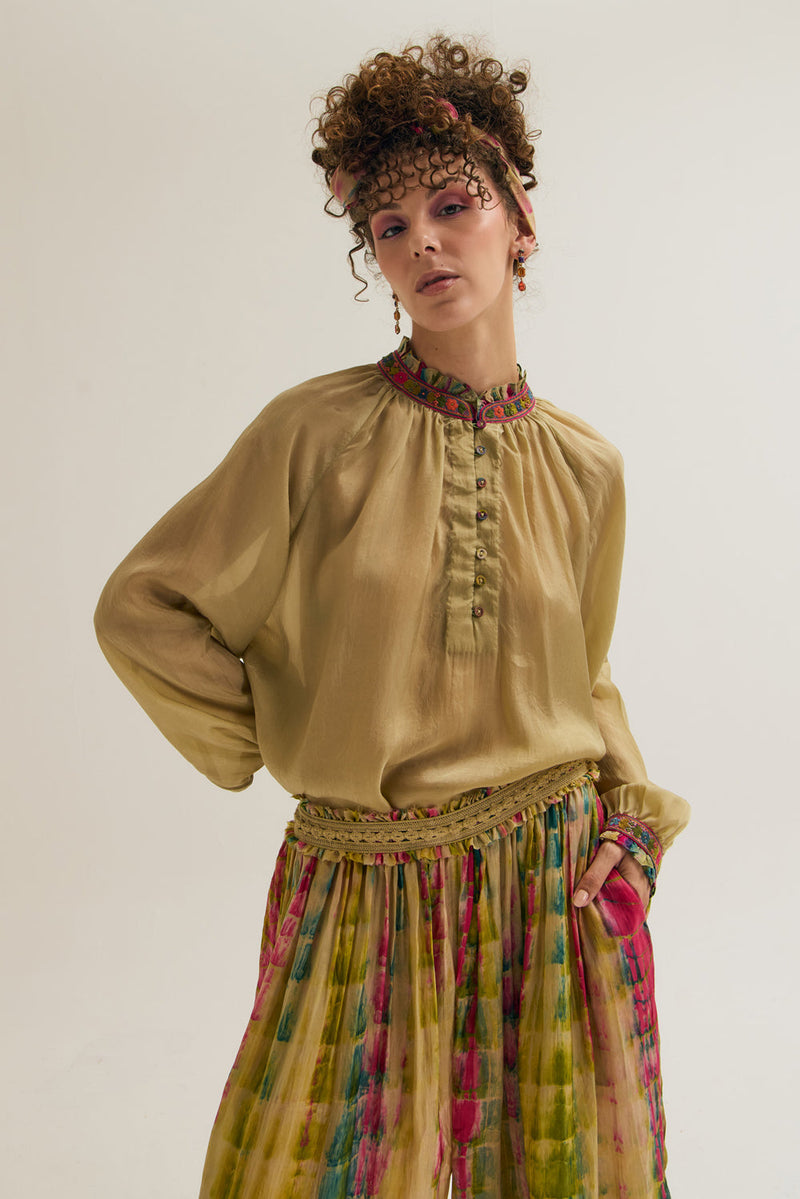 Elia Shirt habutai silk top/shirt by Capisvirleo in off white for women in Singapore