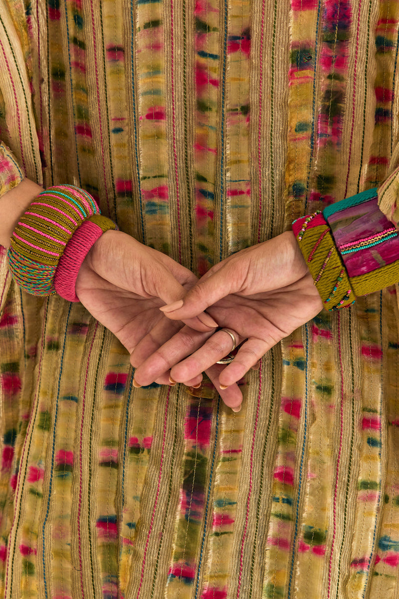 Nargis Shirt jute,silk top/shirt by Capisvirleo in yellow for women in Singapore