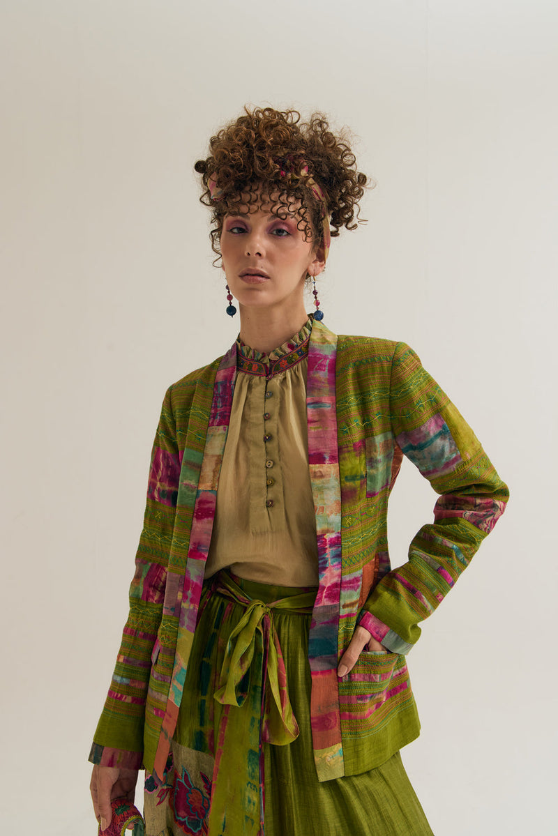 Graceland Jacket chanderi silk jacket/overlay by Capisvirleo in multi-color for women in Singapore