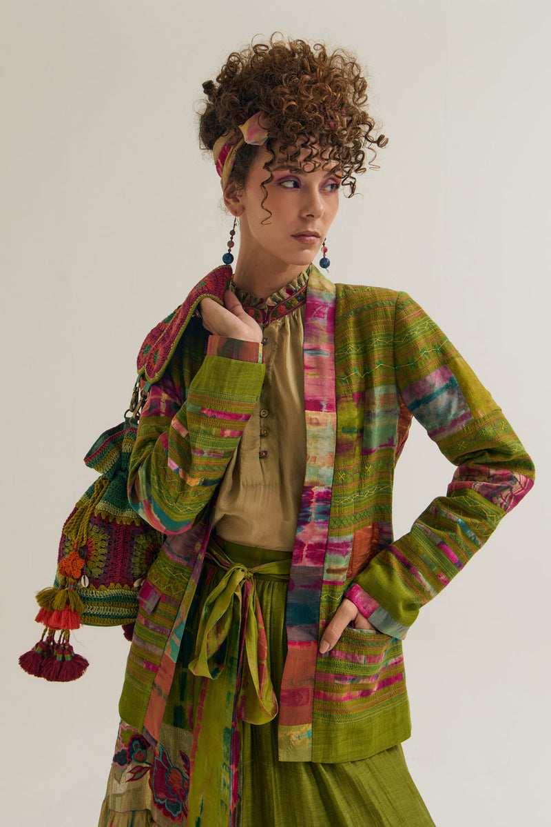 Graceland Jacket chanderi silk jacket/overlay by Capisvirleo in multi-color for women in Singapore