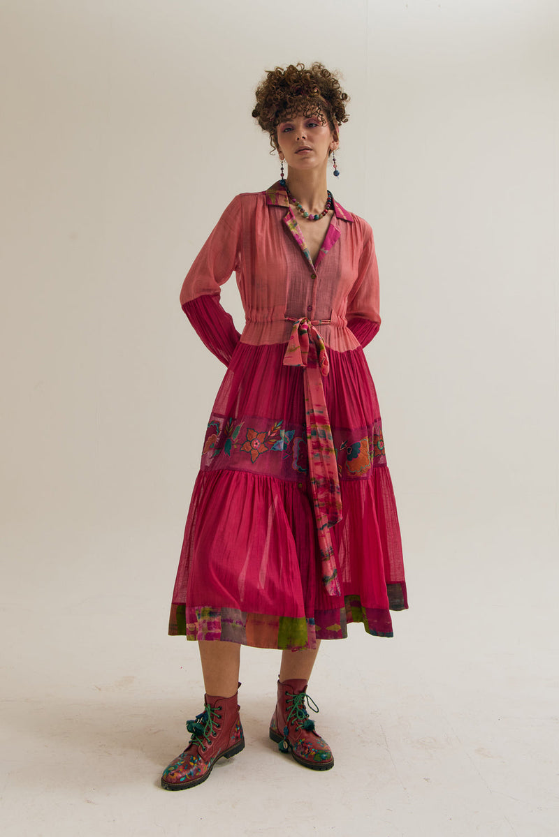 Wistiria Dress chanderi silk dress by Capisvirleo in teal for women in Singapore