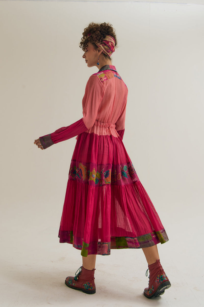 Wistiria Dress chanderi silk dress by Capisvirleo in teal for women in Singapore
