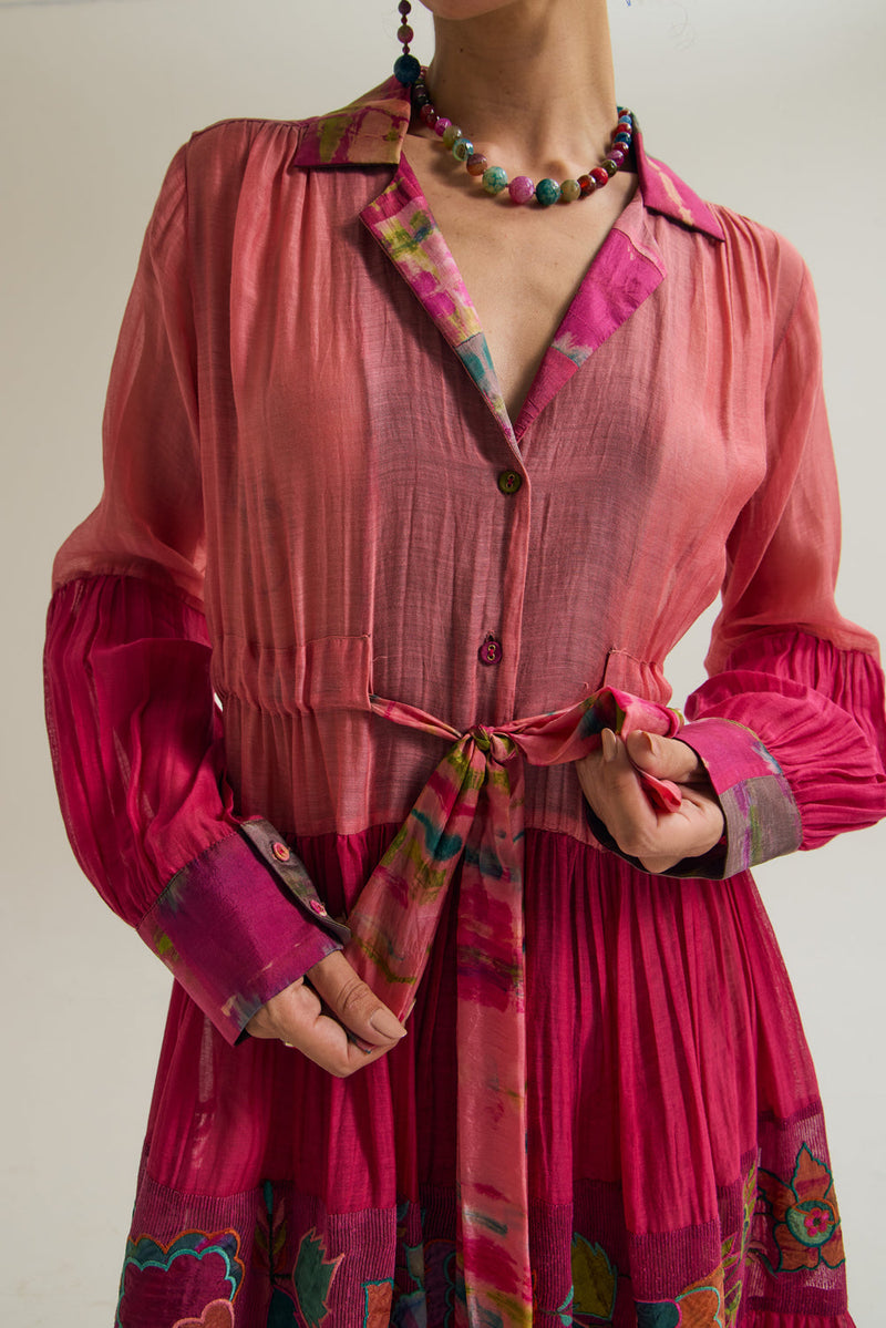Wistiria Dress chanderi silk dress by Capisvirleo in teal for women in Singapore
