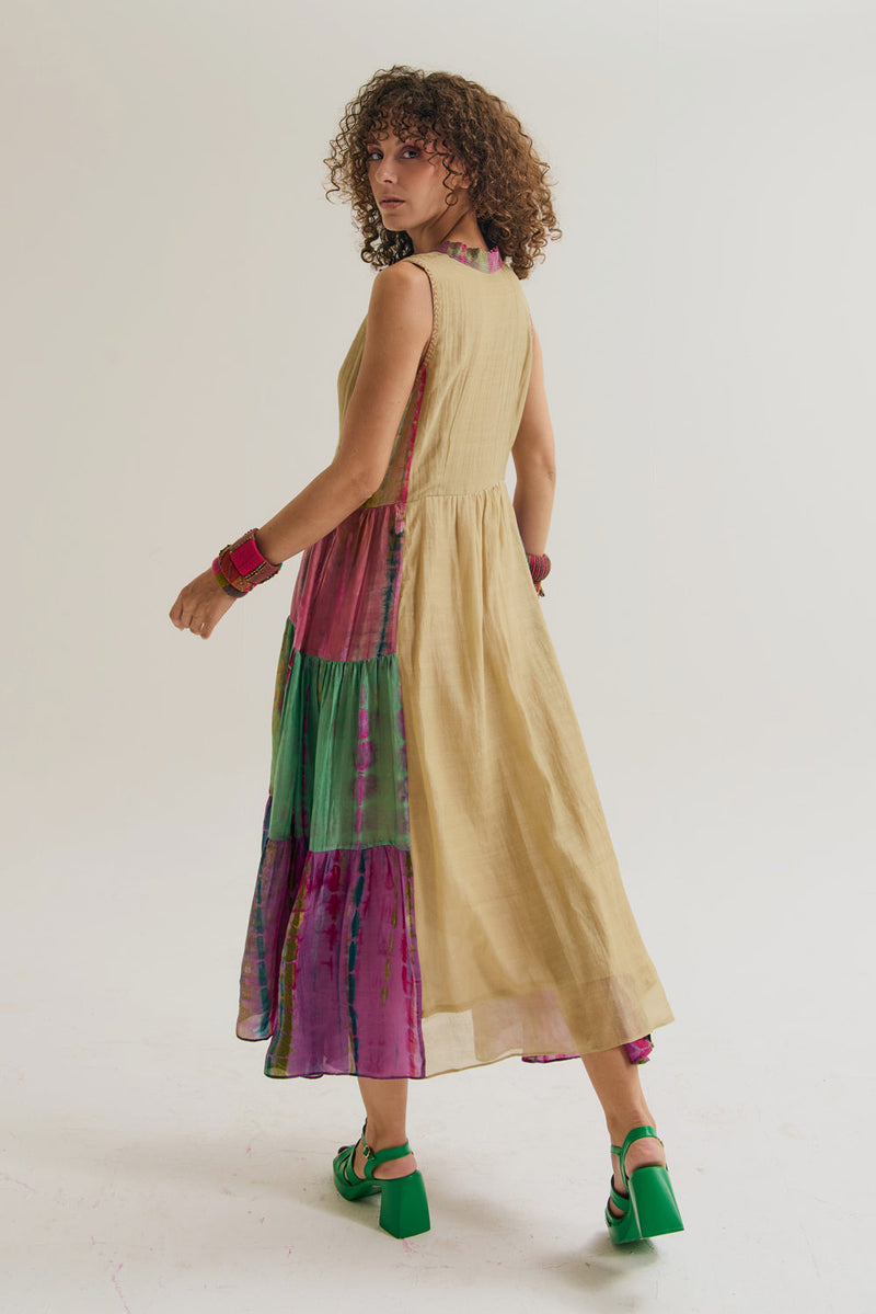 Iris Dress chanderi silk dress by Capisvirleo in multi-color for women in Singapore