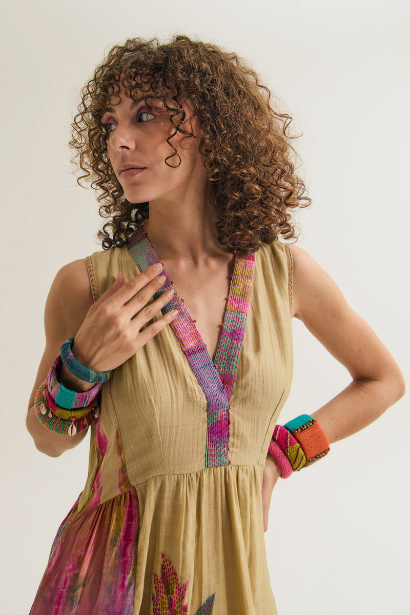 Iris Dress chanderi silk dress by Capisvirleo in multi-color for women in Singapore