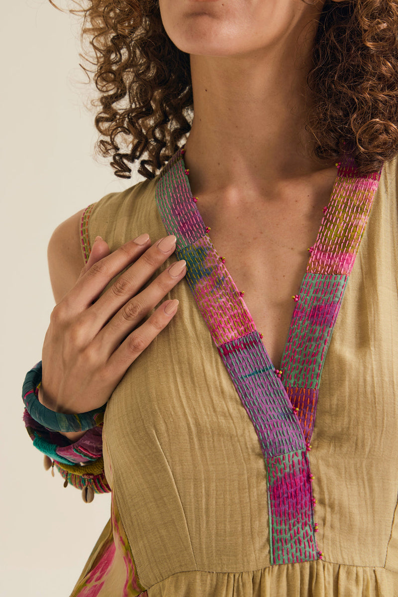 Iris Dress chanderi silk dress by Capisvirleo in multi-color for women in Singapore