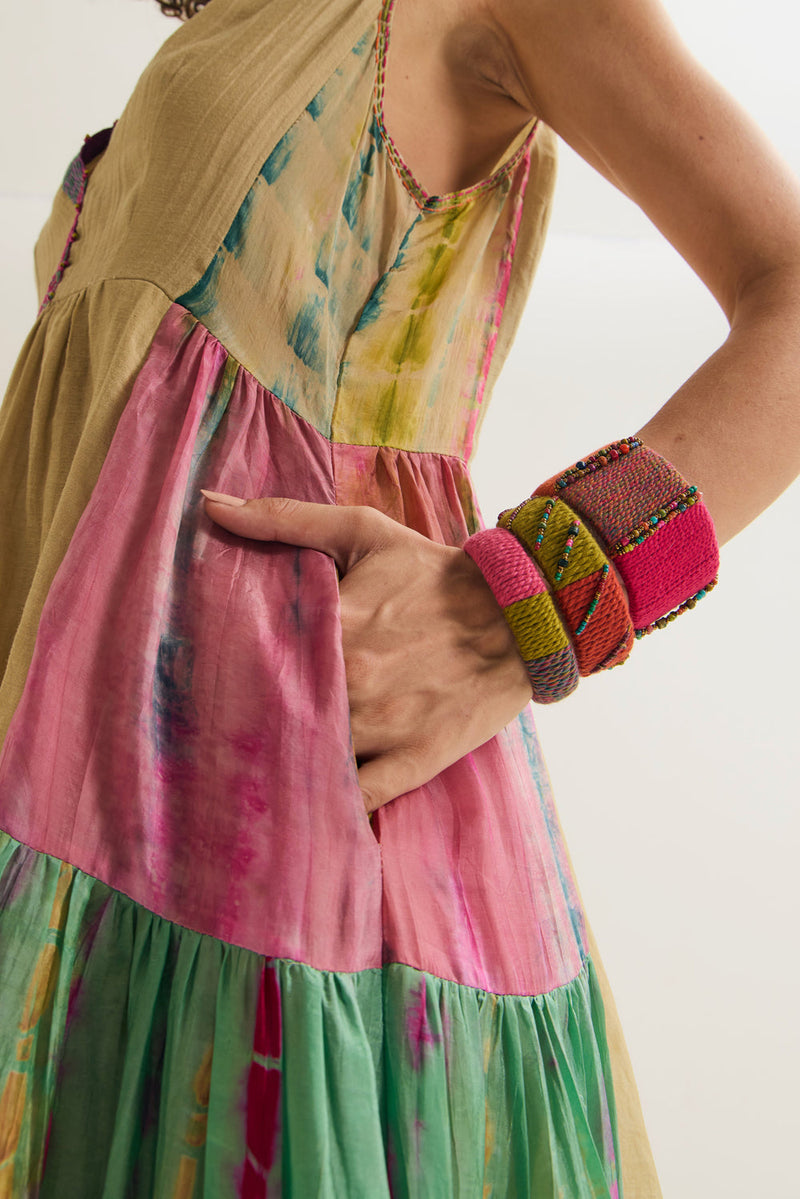 Iris Dress chanderi silk dress by Capisvirleo in multi-color for women in Singapore