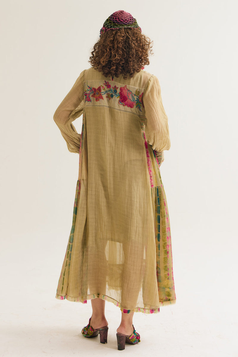 Della Dress chanderi silk dress by Capisvirleo in yellow for women in Singapore