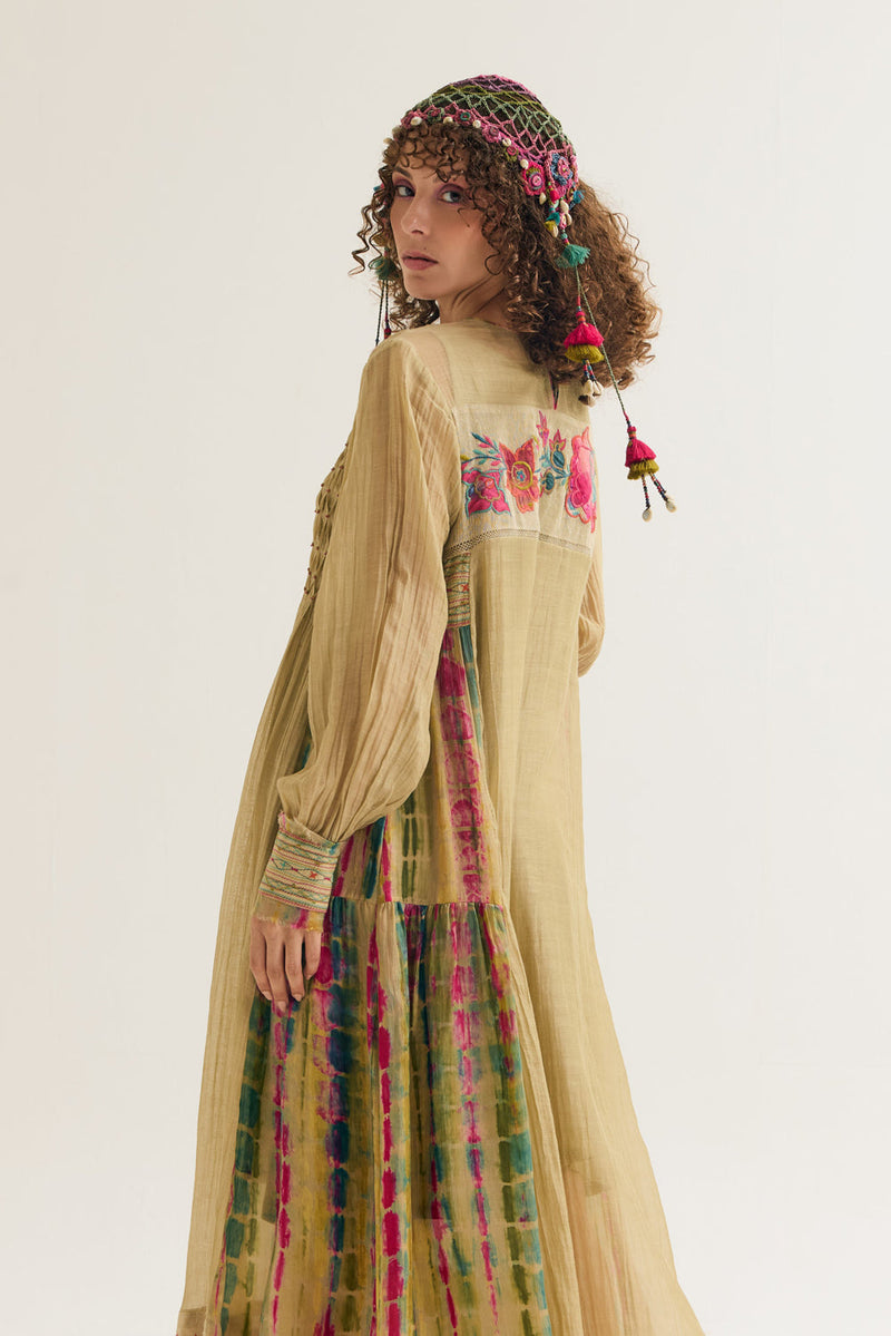 Della Dress chanderi silk dress by Capisvirleo in yellow for women in Singapore