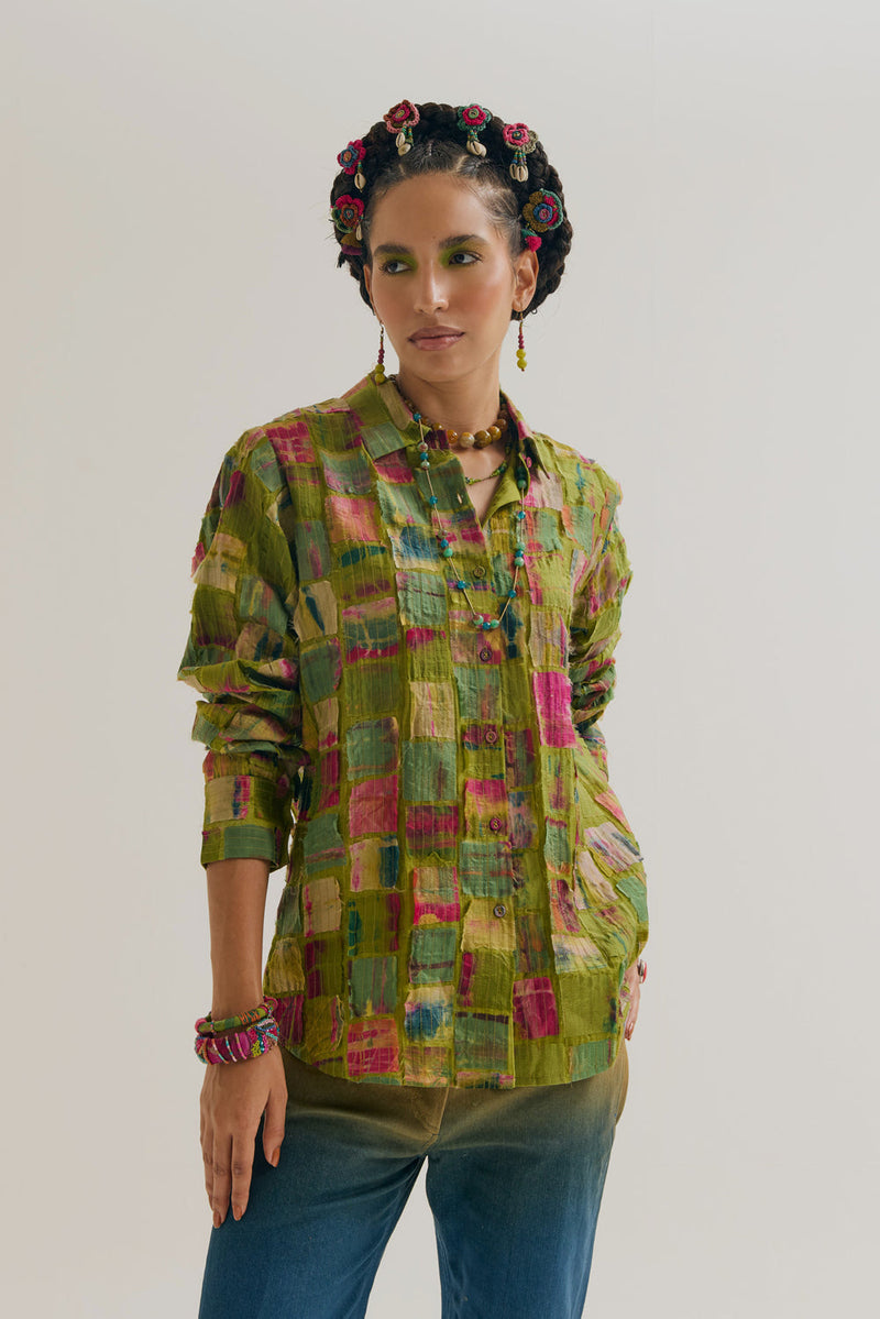 Cosmos Shirt chanderi silk top/shirt by Capisvirleo in off white for women in Singapore