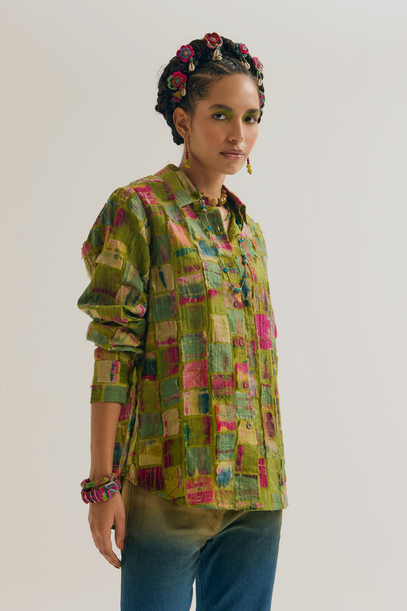 Cosmos Shirt chanderi silk top/shirt by Capisvirleo in off white for women in Singapore