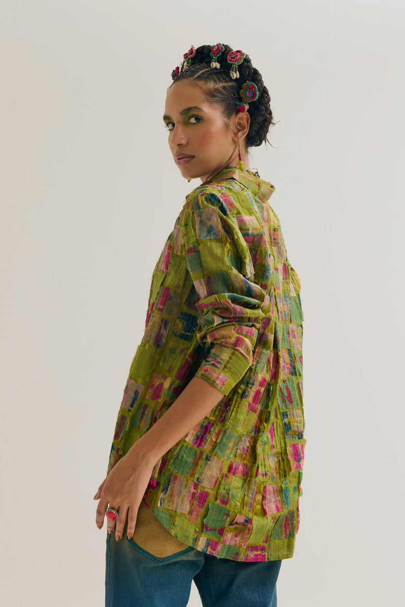 Cosmos Shirt chanderi silk top/shirt by Capisvirleo in off white for women in Singapore