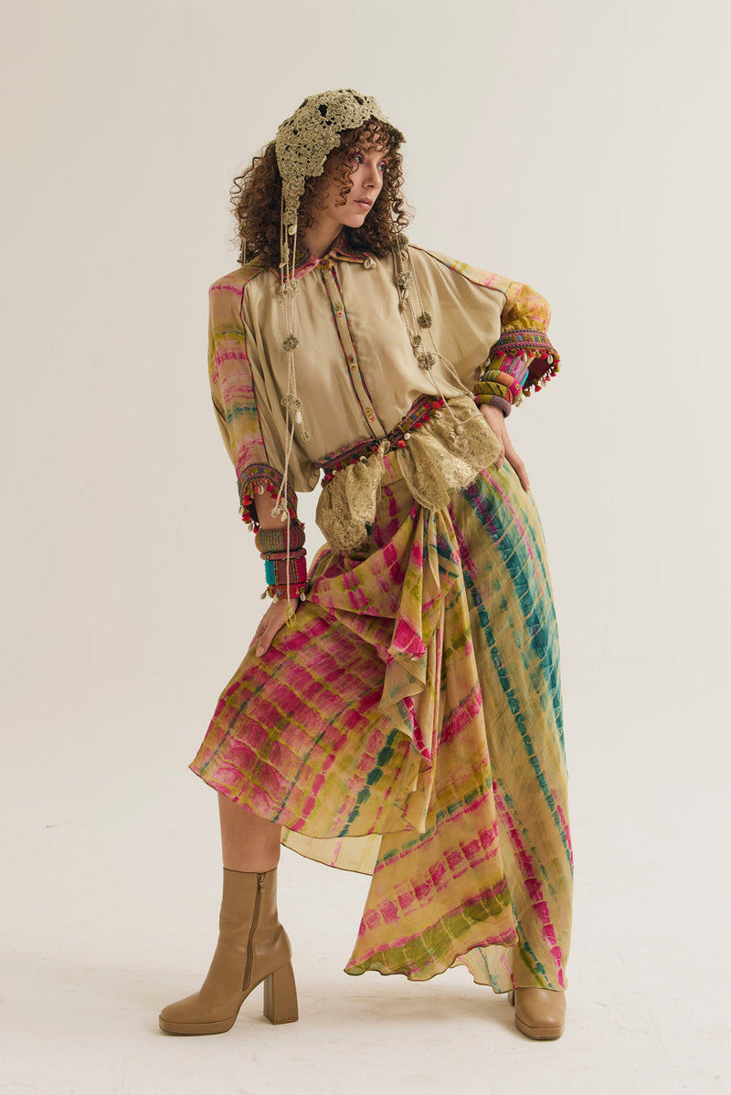 Dahlia Skirt habutai silk skirt by Capisvirleo in multi-color for women in Singapore