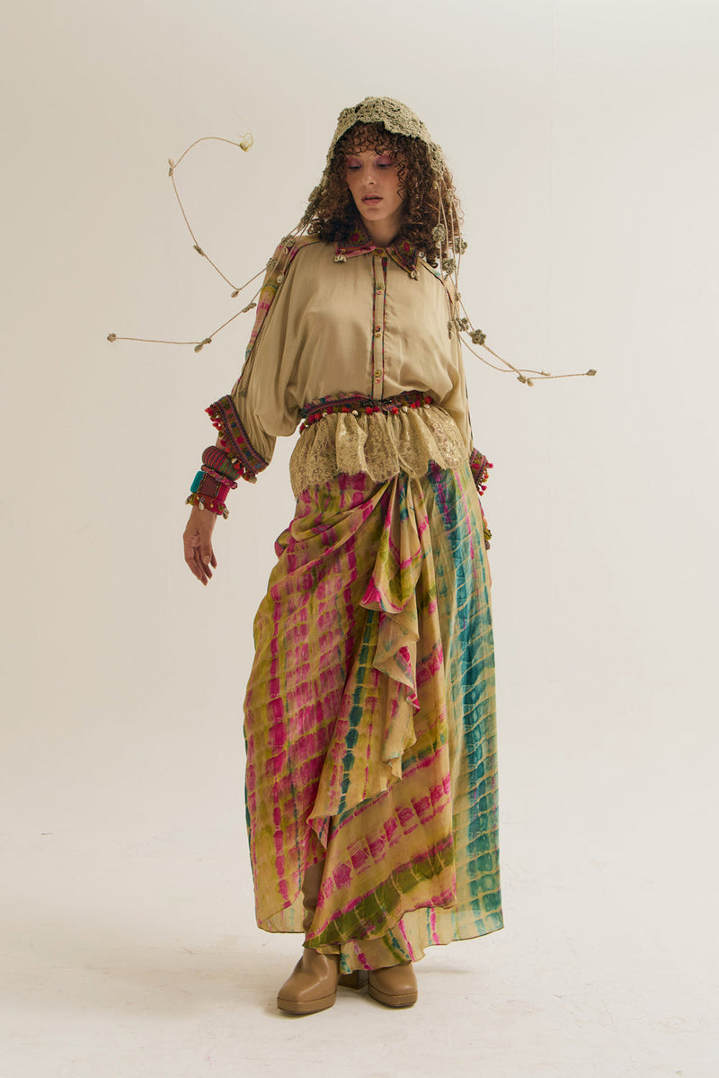 Alicia- Dahlia Set cotton silk,habutai silk co-ord set by Capisvirleo in multi-color for women in Singapore
