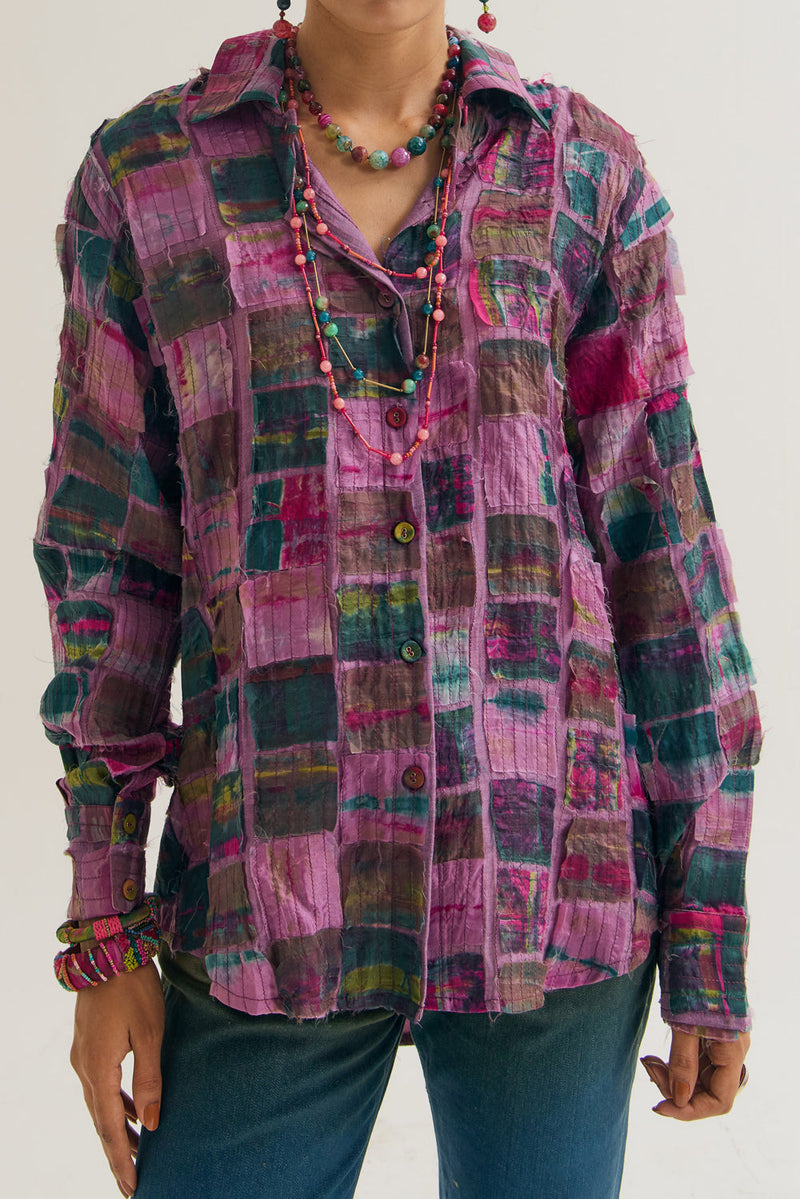 Cosmos Shirt chanderi silk top/shirt by Capisvirleo in off white for women in Singapore