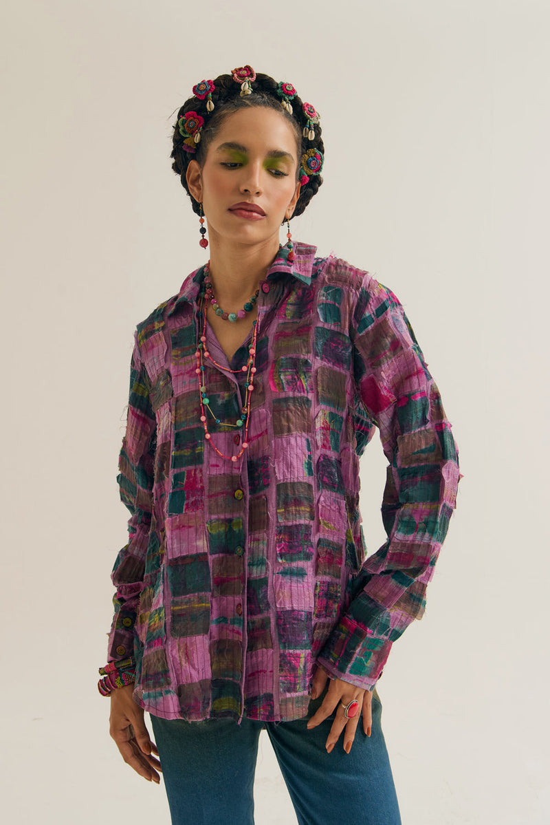 Cosmos Shirt chanderi silk top/shirt by Capisvirleo in off white for women in Singapore