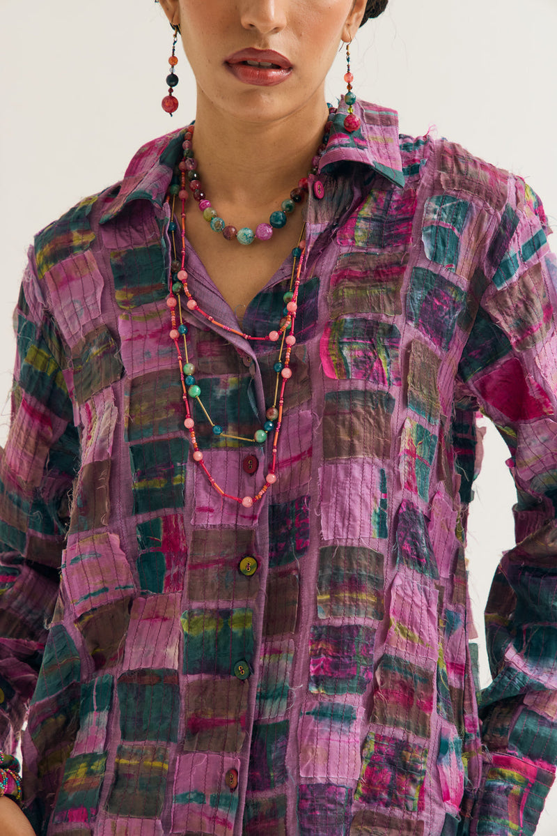 Cosmos Shirt chanderi silk top/shirt by Capisvirleo in off white for women in Singapore