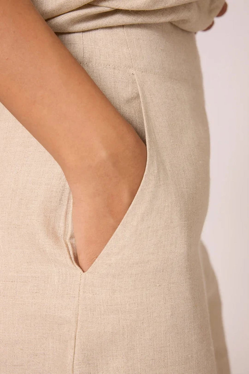 Cariad Pant 100% linen pant/trouser by The Summer House in beige for women in Singapore