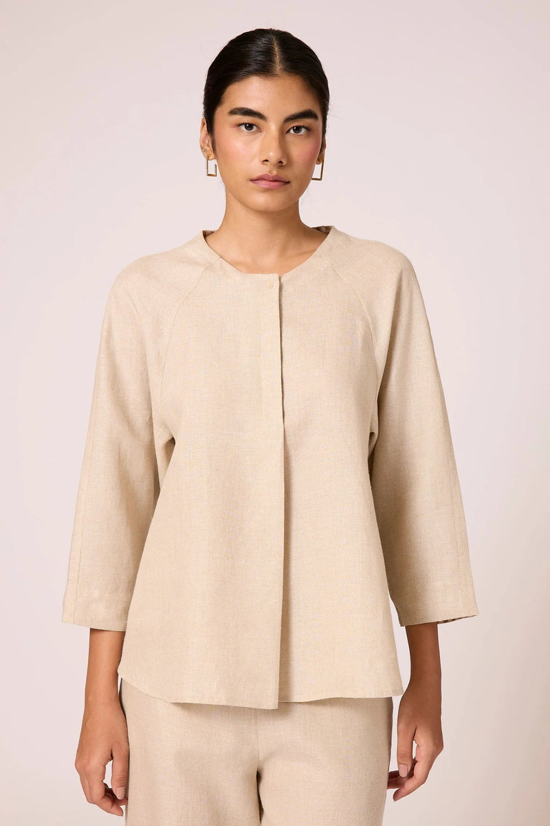 Cariad Set 100% linen co-ord set by The Summer House in beige for women in Singapore