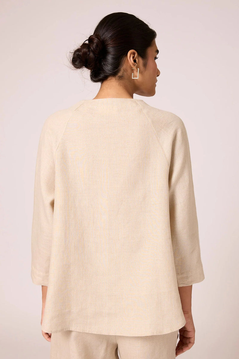 Cariad Set 100% linen co-ord set by The Summer House in beige for women in Singapore