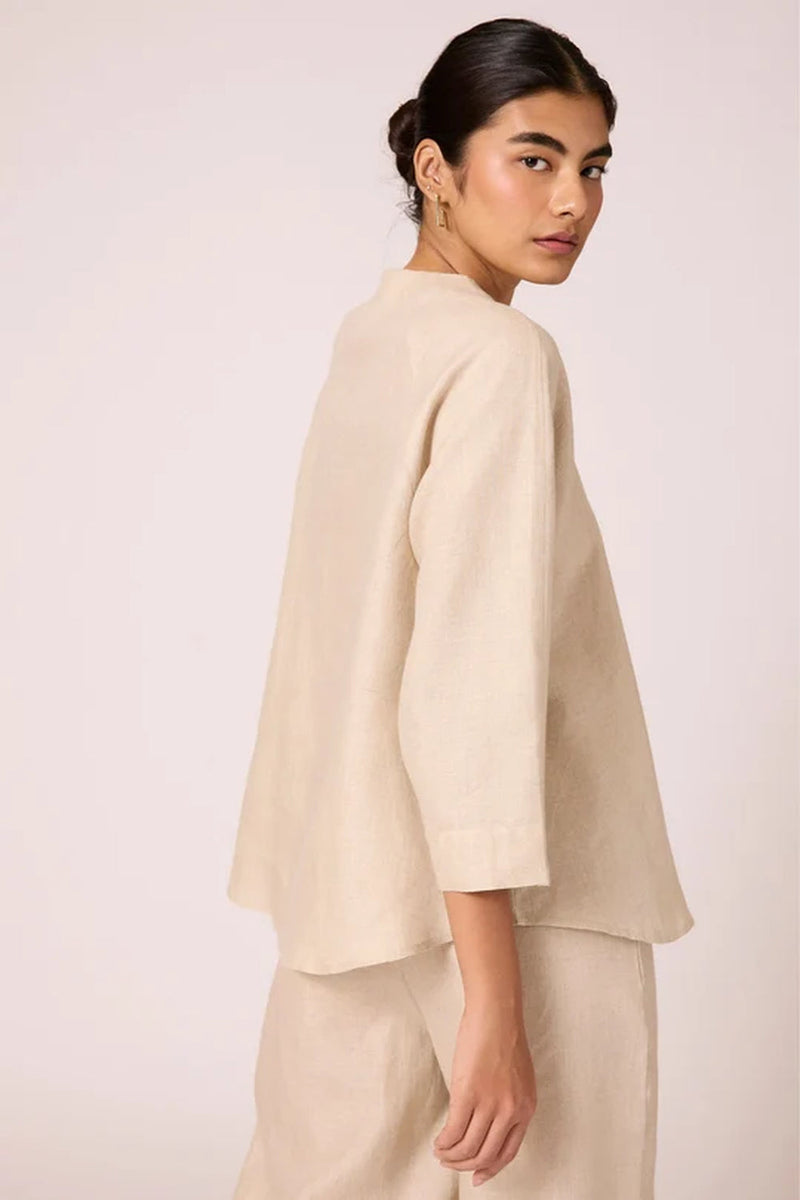 Cariad top 100% linen top/shirt by The Summer House in beige for women in Singapore