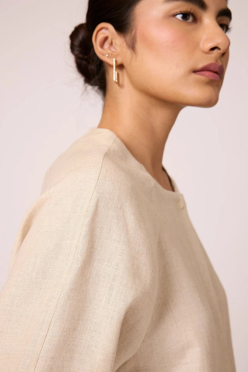 Cariad top 100% linen top/shirt by The Summer House in beige for women in Singapore