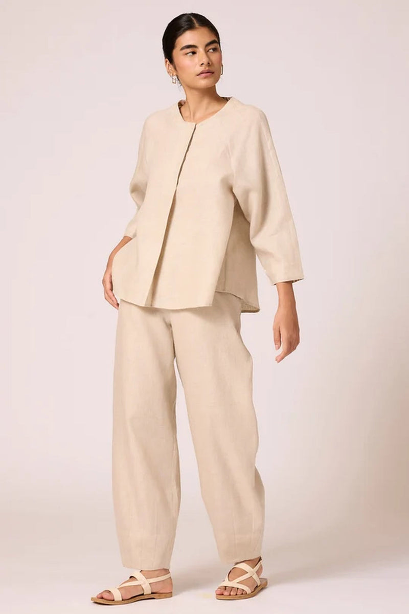 Cariad top 100% linen top/shirt by The Summer House in beige for women in Singapore