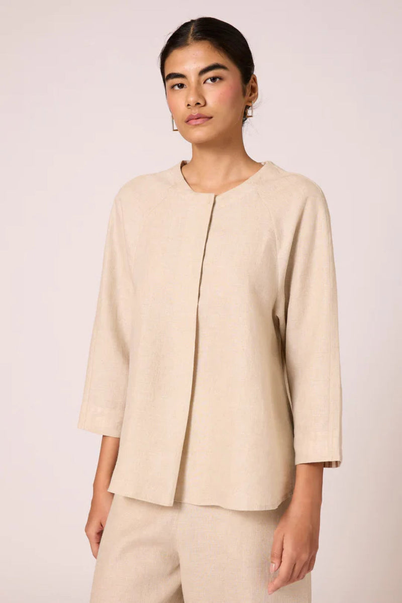 Cariad top 100% linen top/shirt by The Summer House in beige for women in Singapore