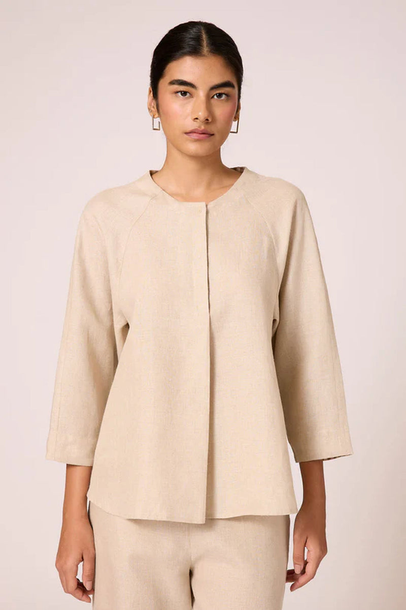 Cariad top 100% linen top/shirt by The Summer House in beige for women in Singapore