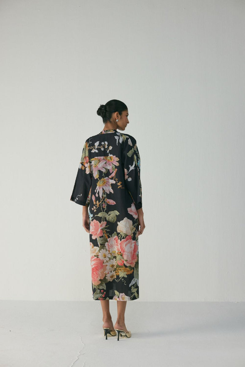 Carmine Kaftan Dress poplin by YAM in black color for women in Singapore
