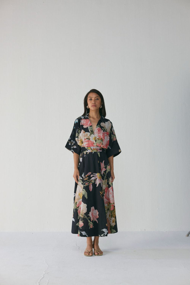 Carmine Shirt Dress poplin by YAM in black color for women in Singapore