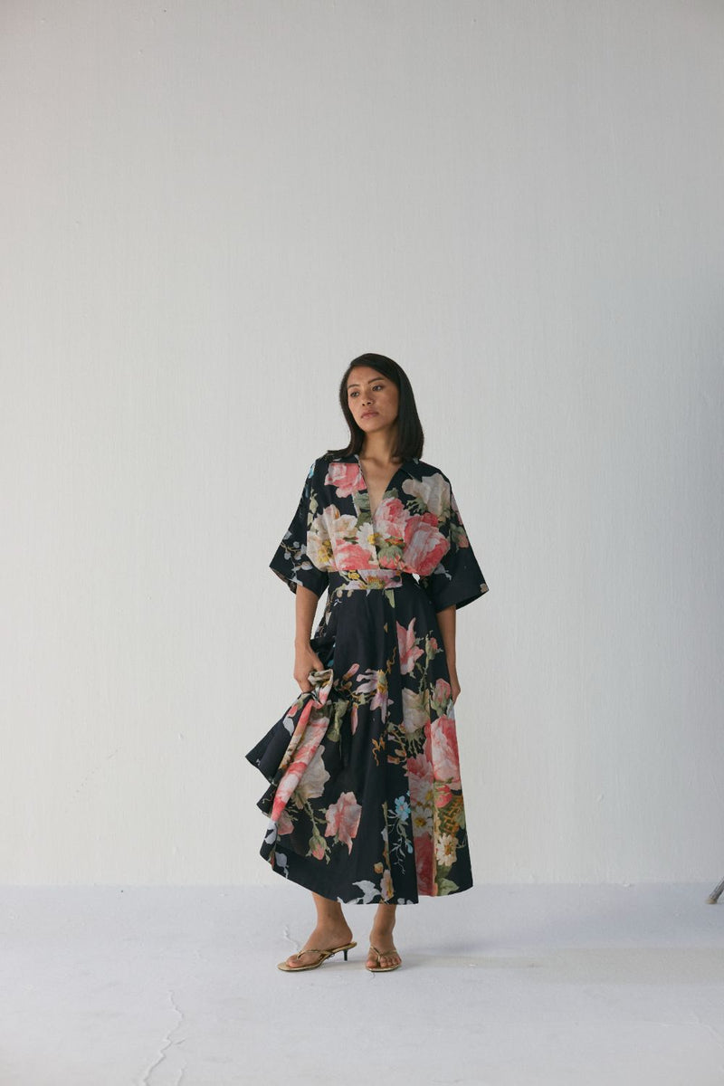 Carmine Shirt Dress poplin by YAM in black color for women in Singapore