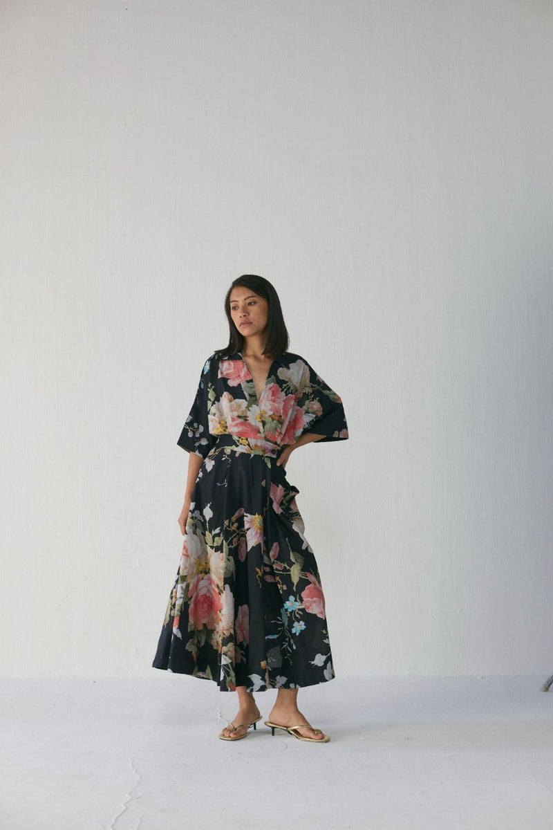 Carmine Shirt Dress poplin by YAM in black color for women in Singapore