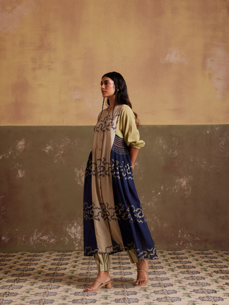 Cascade Dress-Indigo-Ivory Spiral cotton by CORD for women in Singapore