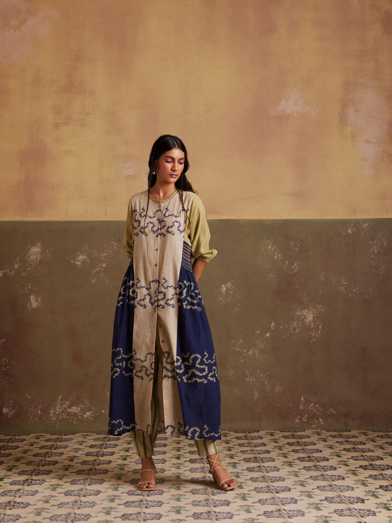 Cascade Dress-Indigo-Ivory Spiral cotton by CORD for women in Singapore