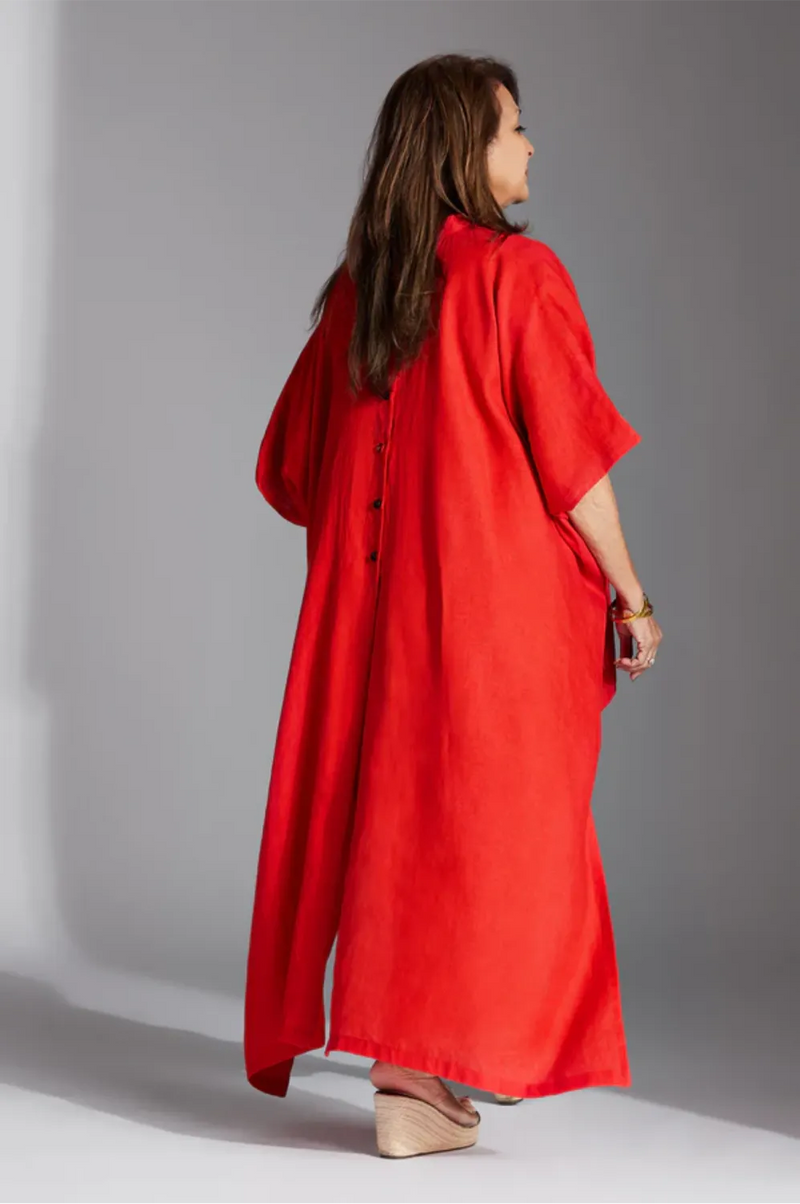 Casey Shirt in Red Linen linen by Chola in red color for women in Singapore