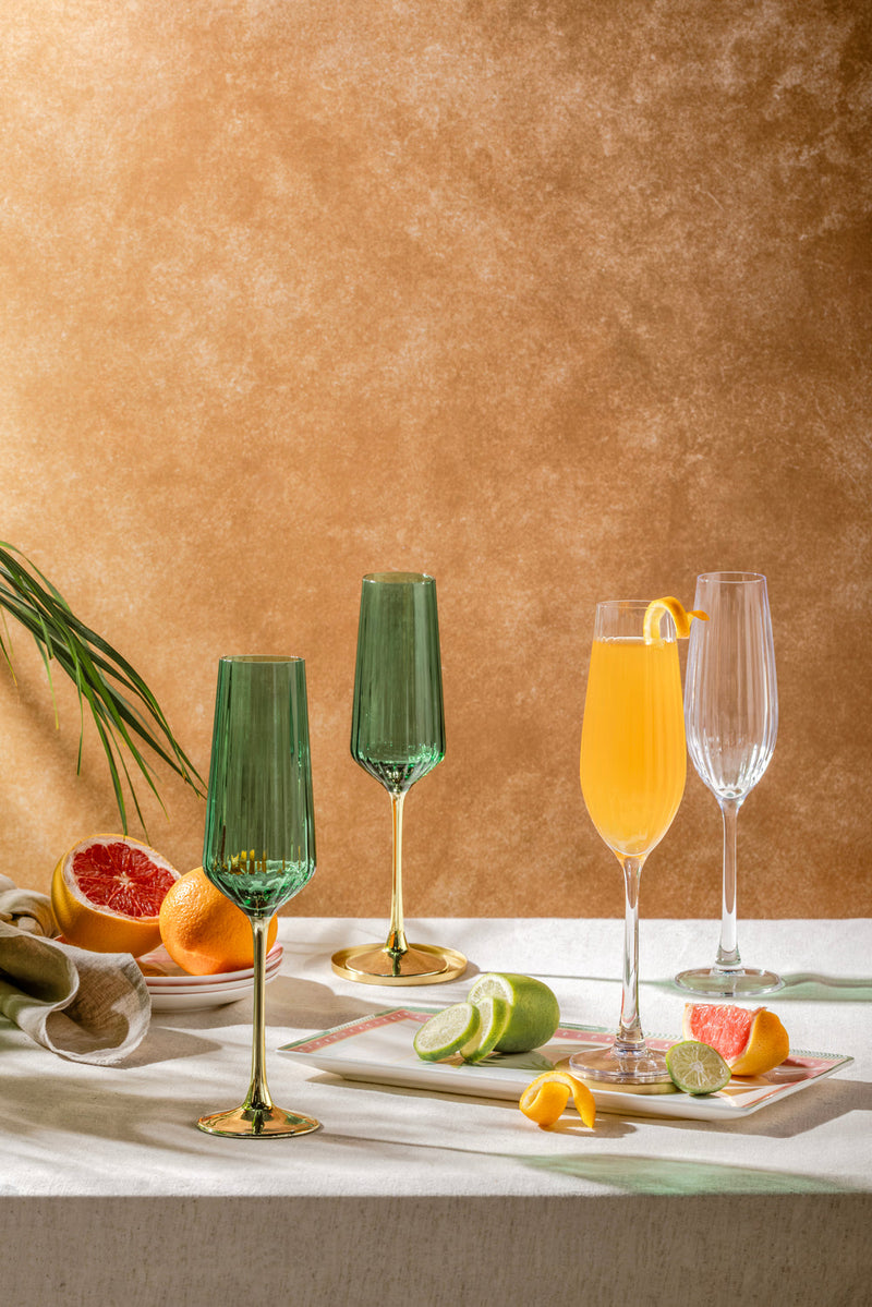 Emerald Champagne Flutes-Set of 4