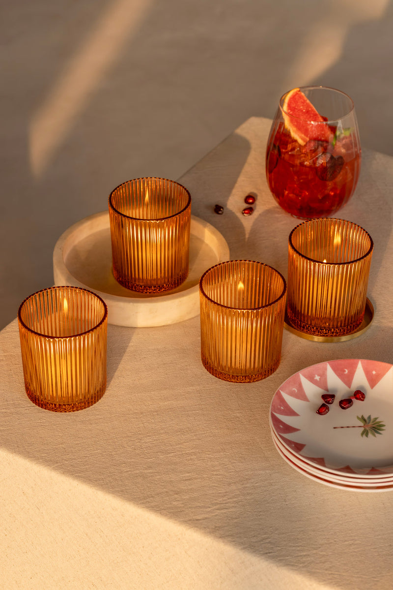 Warm Amber Tea Light Holder-Set of 4