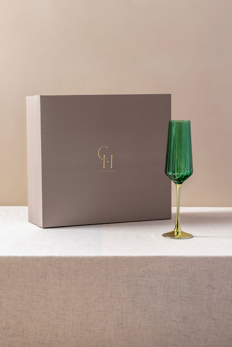 Emerald Champagne Flutes-Set of 4