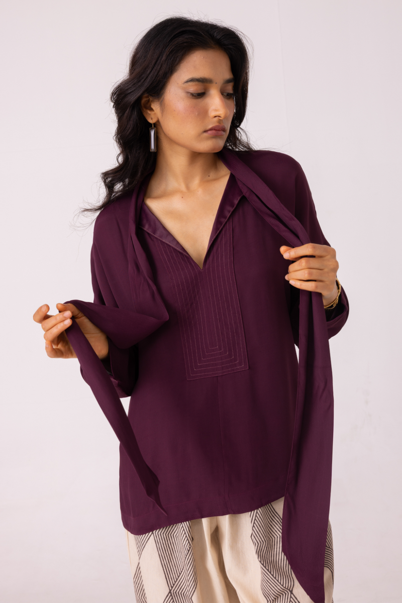 Celie Wine Tie Top satin by The Summer House in orange color for women in Singapore