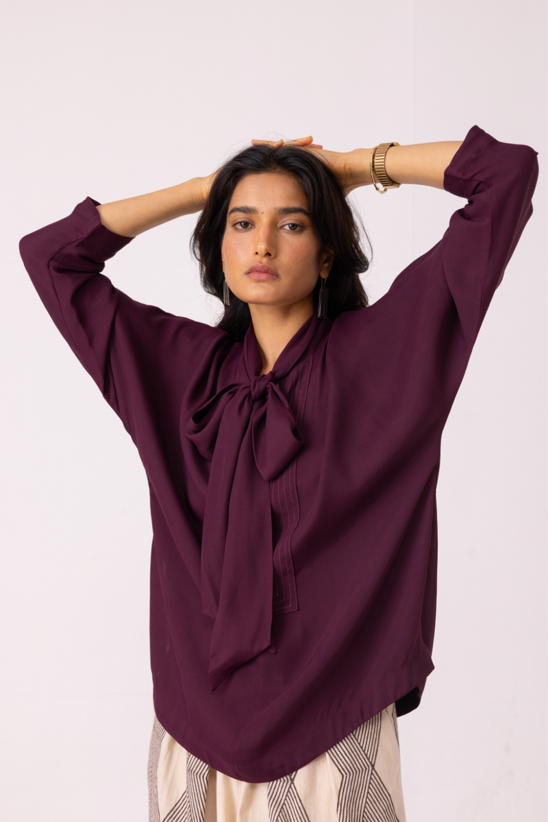 Celie Wine Tie Top satin by The Summer House in orange color for women in Singapore