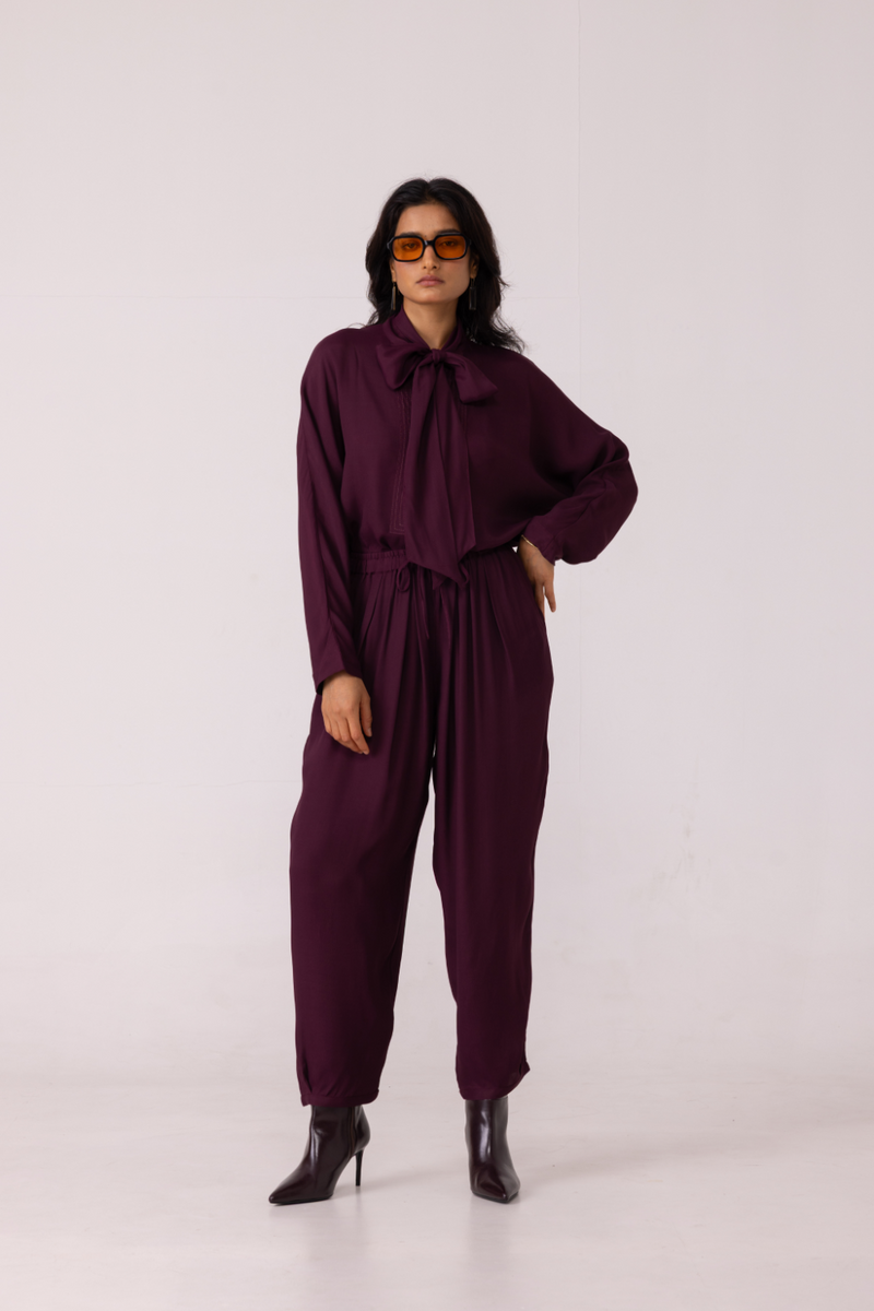 Celie Wine Tie Top satin by The Summer House in orange color for women in Singapore