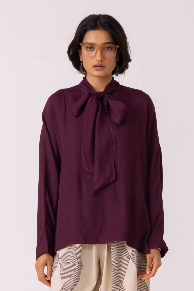 Celie Wine Tie Top satin by The Summer House in orange color for women in Singapore